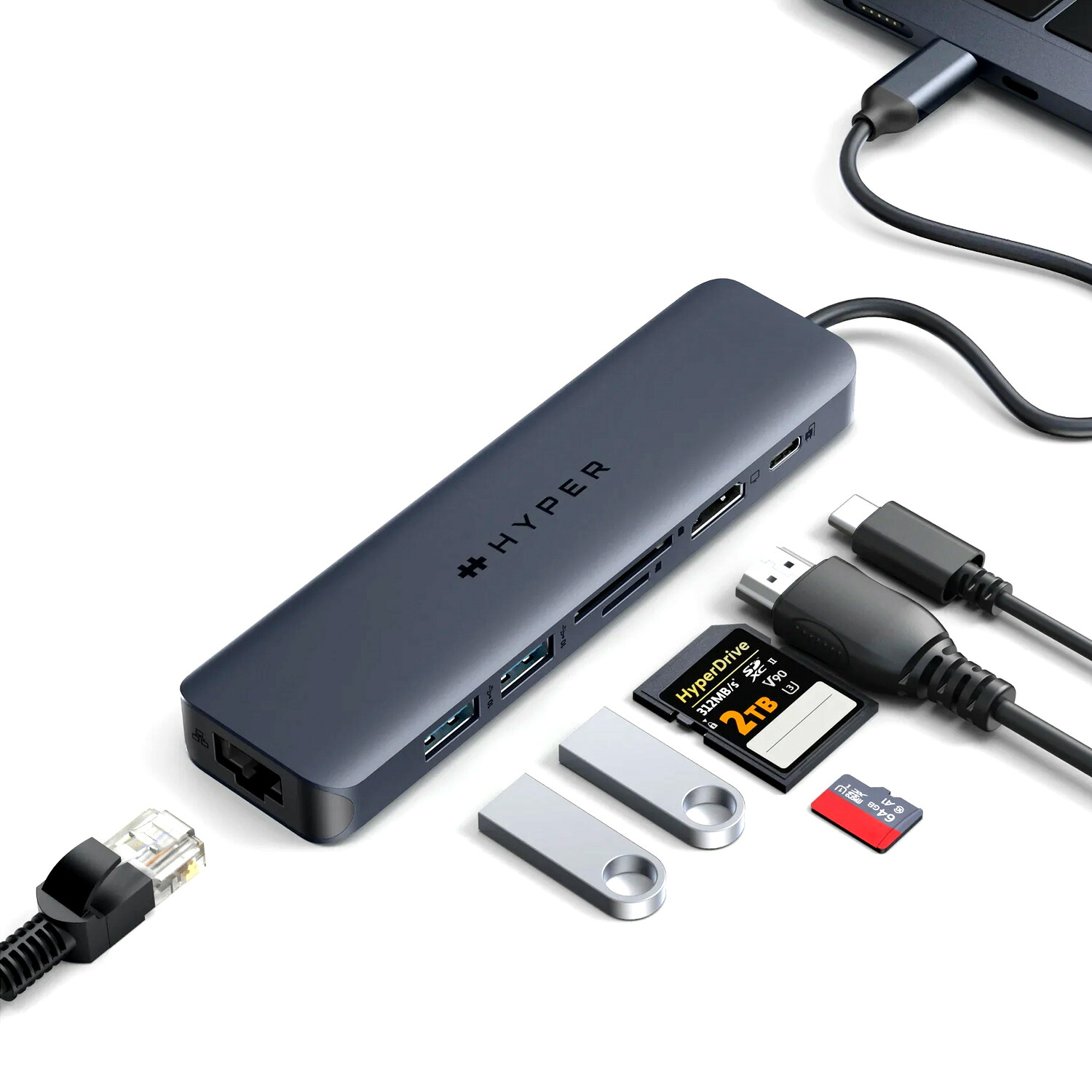 【Hyper公式】HyperDrive Next 7 Port USB-C ハブ c-type hub パススルー HDMI 100W USB-A PD USB 3.2 macbookハブ 拡張ハブ 7ポート typec ハイパー NEXTシリーズ HYPER++|ROA 店