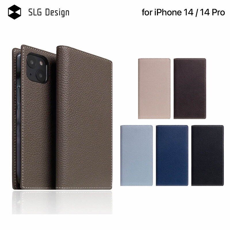 iPhone14 14Pro ケース 手帳型 本革 SLG Design Full Grain Leather Case | iPhone14Pro アイフォン カバー 14 Pro フルグレイン シボ加工 耐久性 革製 レザー 大人 手帳 手帳型ケース カード収納 財布 ダイアリー ワイヤレス充電｜ROA 店