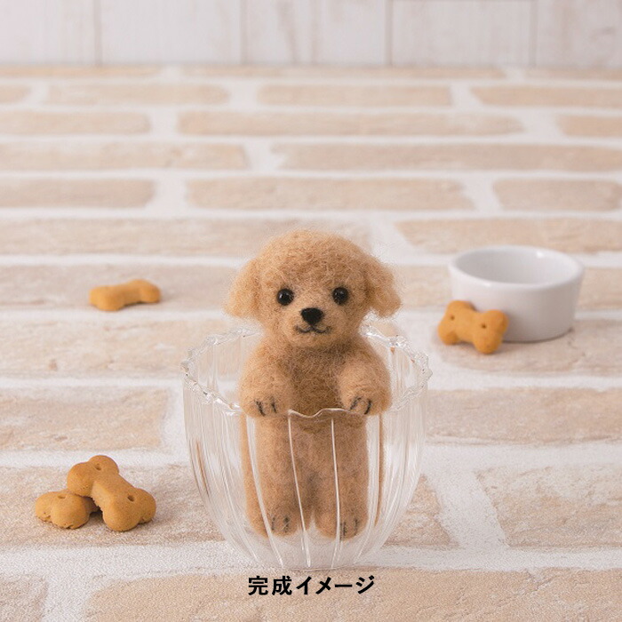サイズの参考に！腹巻きのトイプードル　羊毛フェルト 羊毛フェルト トイプードルちゃん（伏せ） 羊毛フェルト