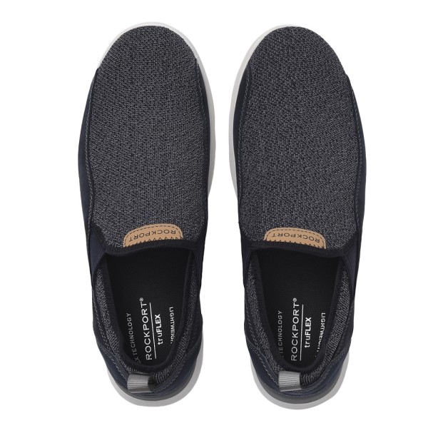 ウォーキングシューズ カジュアルシューズ M 送料無料 Truflex ロックポート M ロックポート M Fly Slipon M トゥルーフレックス Rockport フライ スリッポン Ch6506 D Blues Abc Mart店