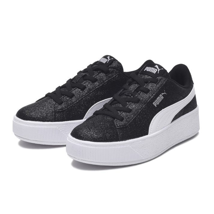 楽天市場 キッズ Puma プーマ 17 21puma Vikky Plat Glitz Ac プーマ ビッキー プラットフォーム グリッツ Ac 02bk Wh Silver Abc Mart楽天市場店