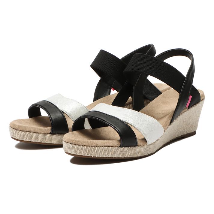 楽天市場 レディース Abc Select Wedge Sandal 5 ウエッジサンダル 5 W05 Black Silver Abc Mart 楽天市場店