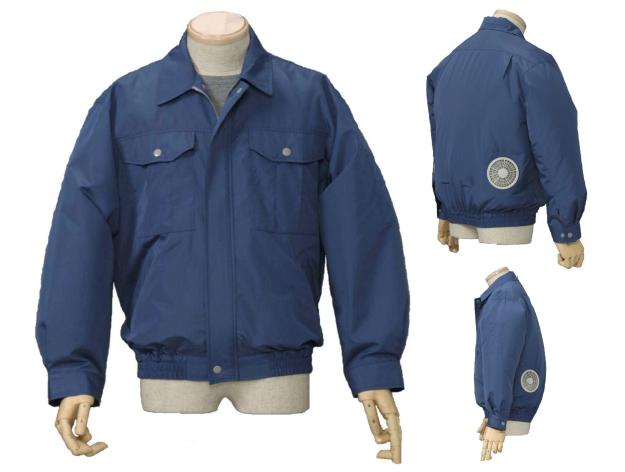 空調服 【色ダークブルー サイズ５L】作業服 扇風機付き作業服 ポリエステル製長袖作業着タイプ ファン付き 電池ボックス フルセット P-500N ダークブルー ５L｜abc通販