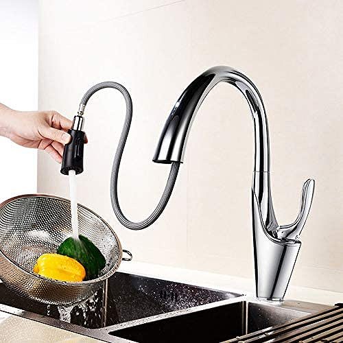 伸ばせる水栓 混合水栓 洗面蛇口 洗面用混合栓 キッチン用混合水栓 水栓 キッチン水栓 混合水栓 蛇口 キッチン蛇口 引き出し式水栓 シャワー＆整流切り替え可能 シングルレバー混合水栓 節水（シルバー）