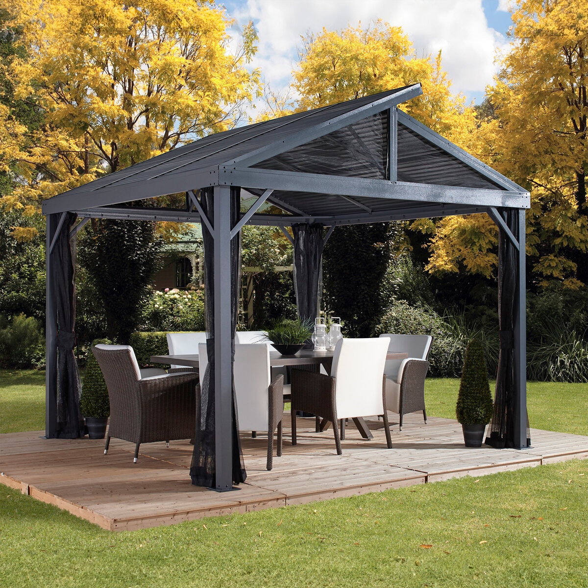 ガゼボ 【サンシェードカーテンつき】 GAZEBO 露天用サンブレラ オクタゴナル ガゼボ diy 庭 SOJAG Sanibel II 8 x 8 フート (2.4 x 2.4 m) ガゼボ