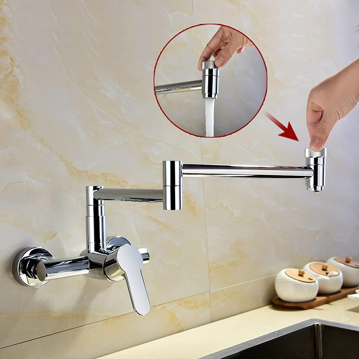 キッチン 壁出し ポットフィラー 水栓 蛇口 交換 リフォーム 輸入水栓 混合水栓 節水 デルタ シャンパンブロンズ コンテンポラリー/1165LF-CZ *取寄商品* キッチンポットフィラー用蛇口 壁取り付け式 360度回転伸縮式多機能