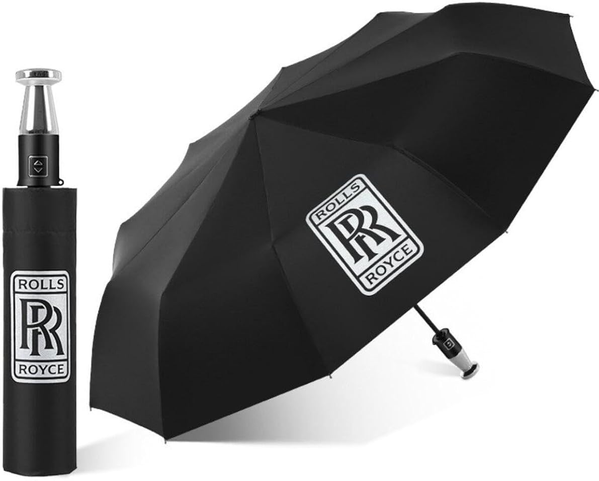 【ロールスロイス 車載 専用傘】高級 自動開閉 超撥水 雨傘 ロールスロイス RR ロゴ入り 収納袋付き 専用傘【10本骨 & 逆折り式】【外車 輸入車】ブラック