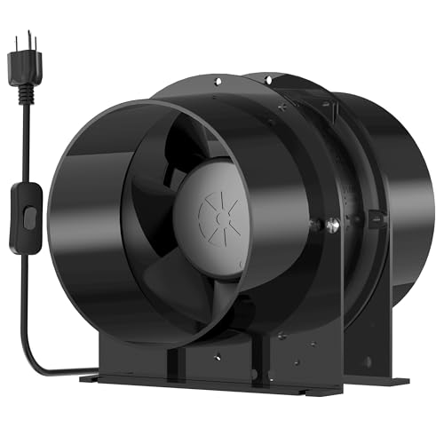 Okryain ダクトファン 150mm 換気扇 軸流ファン ダクト用換気扇 風量333/h 中間取付 スイッチ付き 100-120V対応 HA1751B1HL (φ150mm)
