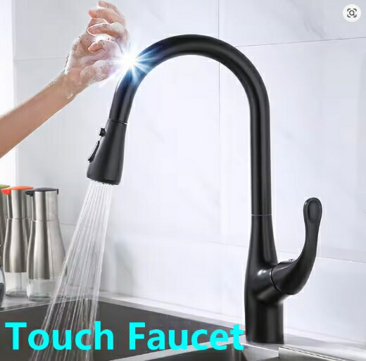 【組みかえる版】タッチセンサー水栓 据え置きは飾り気の無い かっこいい 検出器 手当たり式水道の栓 多役立つこと 勝手もとの水道の栓を引き出す 束の間止水 冷熱雑ぜ合わせる水栓 Niかた付ける 洗面用水栓 さび押しとどめる タッチセンサー水道の栓 ステンレス鋼製 勝手もと用水栓 (色：黒いこと)