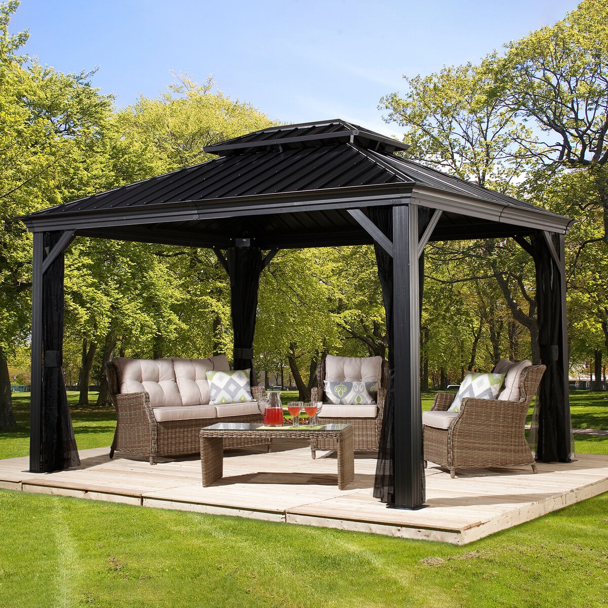 楽天市場】木製 ガゼボ ウッドガゼボ YARDISTRY 屋外用サンブレラ