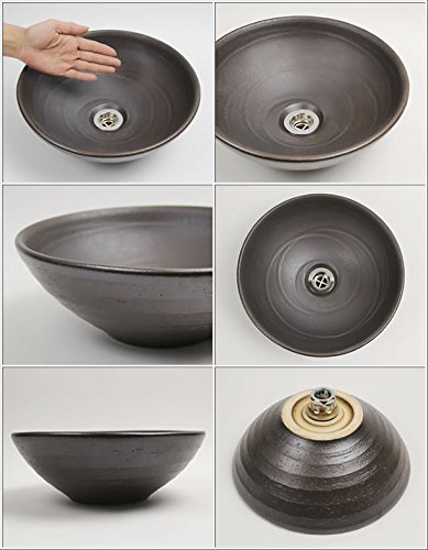 信楽焼 8カラーから選べる 洗面ボール 【コゲ茶 手洗い鉢(小型) tr-2181】洗面鉢 洗面器 洗面シンク 洗面ボウル 洗面台 手洗い 手洗い器 陶器洗面 陶器 焼き物 しがらき焼 おしゃれ オシャレ 和風 洋風|abc通販