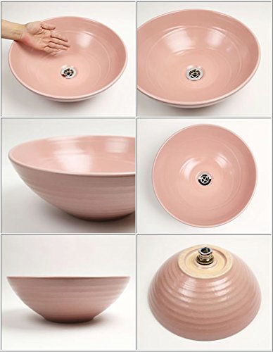 信楽焼 8カラーから選べる 洗面ボール 【ピンク 手洗い鉢（中型） tr-3194】洗面鉢 洗面器 洗面シンク 洗面ボウル 洗面台 手洗い 手洗い器 陶器洗面 陶器 焼き物 しがらき焼 おしゃれ オシャレ 和風 洋風