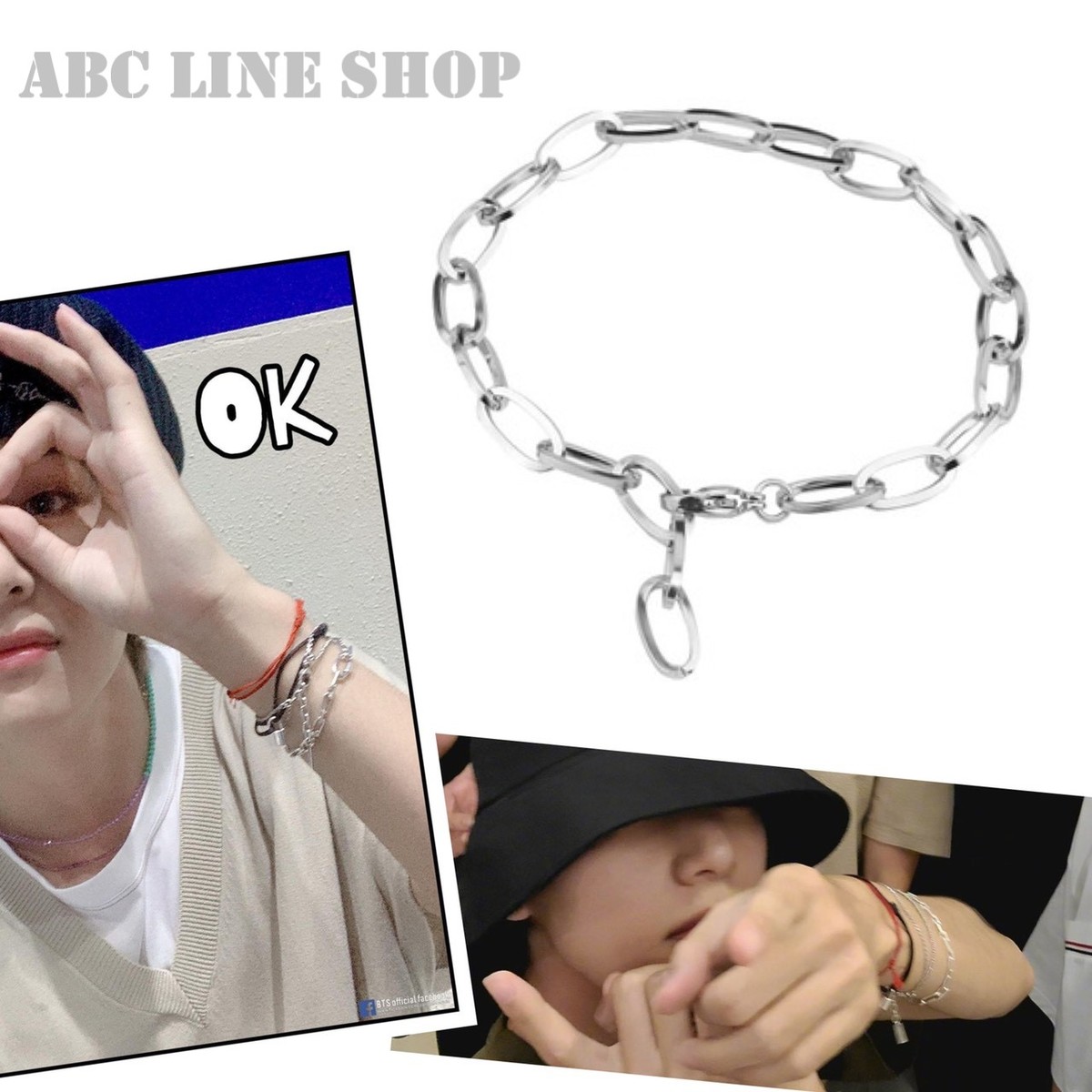 楽天市場 Bts V テテ着用モチーフ ブレスレット 黒紐 赤紐 2本セット 重ね付け 人気アクセサリー Abc Line Shop