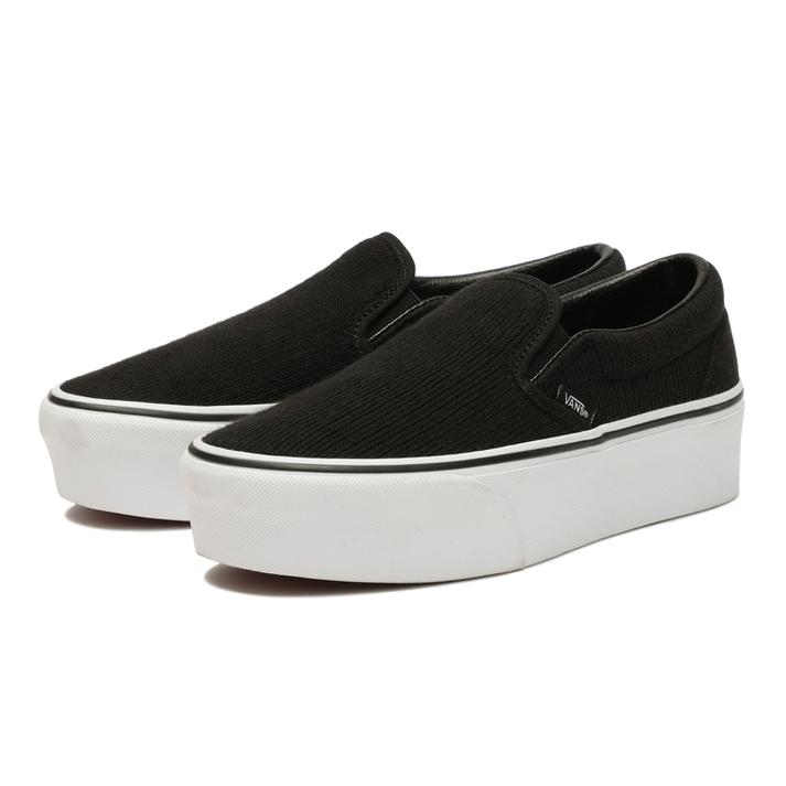 ヴァンズ CLASSIC SLIP-ON STACKFORM クラシックスリッポンスタックフォーム VN0A7Q5RB11 (RIB KNIT)BLACK