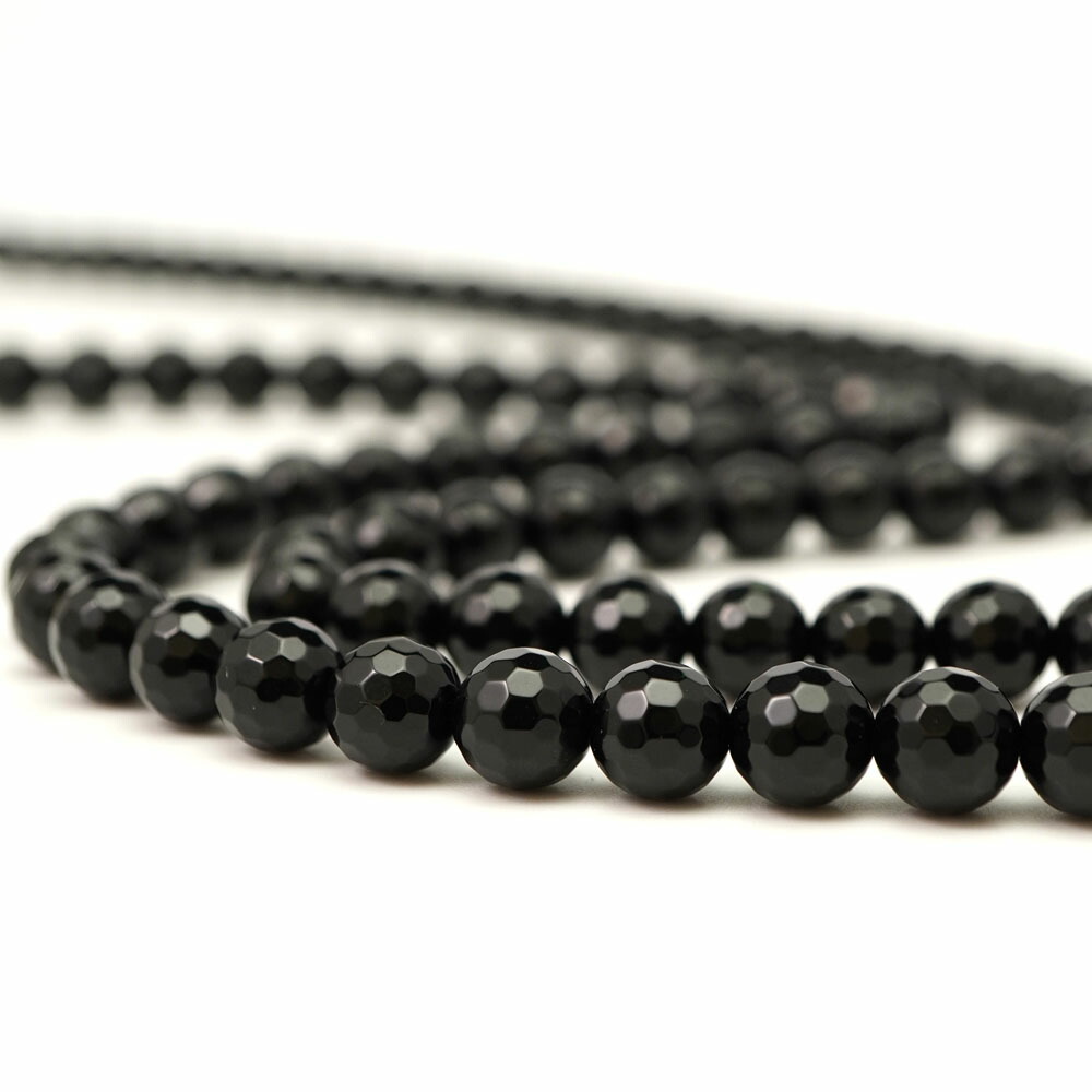 楽天市場】オニキス ブラックオニキス 64面カット【8mm珠連売り：一連