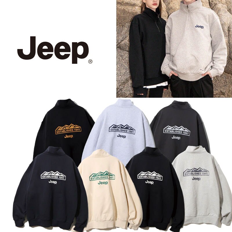 送料無料☆韓国ブランド☆JEEP☆HALF ZIP-UP M-LOGO SWEAT ハーフ