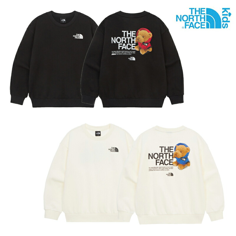 貨物輸送無料 [THE NORTH FACE] NM5MR06 K\u0027S ANI-MATE SWEATSHIRTS 調教師 汗水 汗水 長袖 キッズ KIDS お坊っちゃん 御嬢さん ラウンド Uのど首 労働者の一団のど首 丸襟 ティーシャツ 綿 綿織物 韓国 無地 ロゴタイプ 愛くるしげ 一般受け 北の方人間の顔 黒いこと 黒 白いこと 白