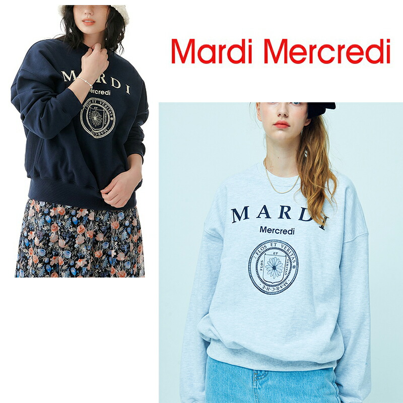 送料無料 Mardi Mercredi Sweatshirt Univ スウェット マルディメクルディ トレーナー スエット パーカー フード フーディ かわいい ロゴ コットン コーデ 韓国 レディース メンズ 綿 ブランド 丸襟 ラウンド Tシャツ 人気 新作 22 超ポイントバック祭