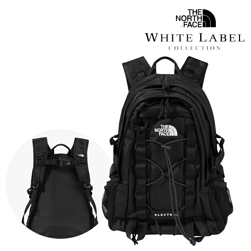 ★送りとどける無料★ THE NORTH FACE WHITE LABEL NM2DR52J ELECTRON 18 25FW 新商いもの 軽さ 多納める うしろ側容器に並べる 18L うしろ側メッシュ 瓶衣嚢 チェストベルト バンジーコード 通学 通い 旅する アウトドア 黒