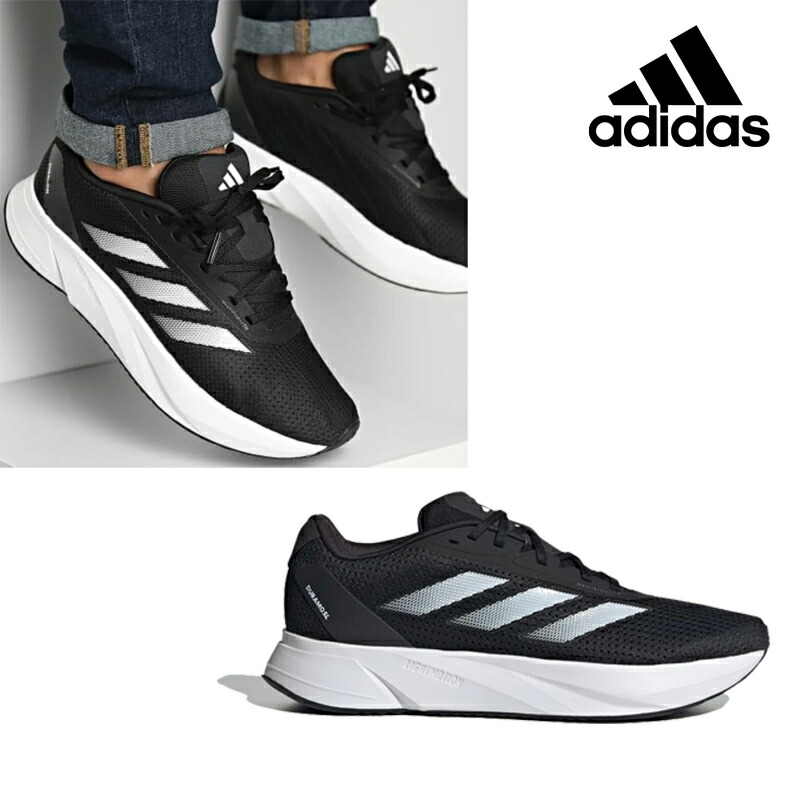 ★配送無料★ ADIDAS ID9849 Duramo SL ランニングシューズ メッシュ通気性 クッション性 軽量 反発ミッドソール 抗菌インソール 安定感 長時間歩行も快適 デイリーから通学通勤に ブラック合わせやすい 幅広コーデに対応