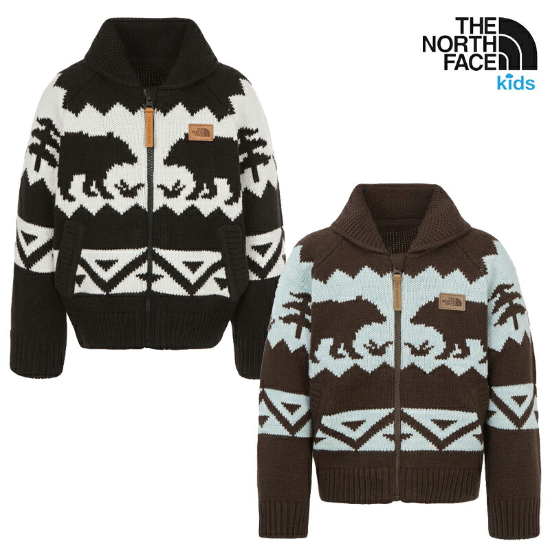 ★送りとどける無料★ [THE NORTH FACE] NJ5SR52 KS COWICHAN CARDIGAN 25FW新作 160成年者差しゆるす キッズニットカウチンカーディガン 冬防寒 通学今めかしい くま柄ノースひな型 朦々たるあったか羽織り 冬のアウター代わりの人にもおすすめ NJ5SR52S NJ5SR52T