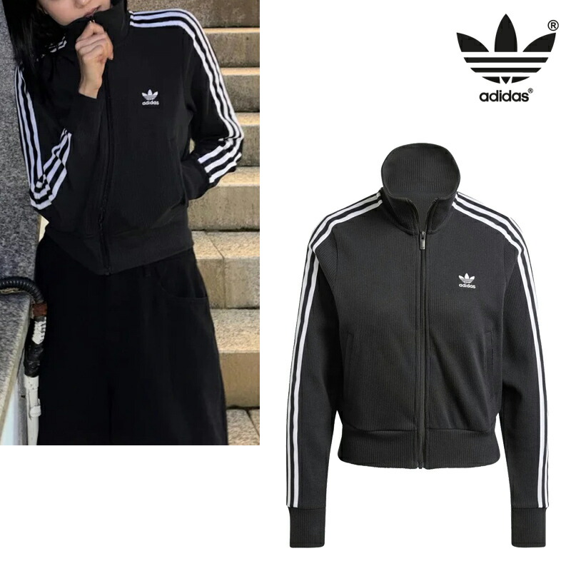 ★送りとどける無料★ [ADIDAS] IY7278 Firebird Knit Track Top 貨物自動車とっ始め 編み物 ティーシャツ 3縞模様 黒いこと レディース 韓国コーデ 春 冬 デイリー 今めかしい 相応う 遊撃手丈 重ね着 羽織り スポーティ ジムコーデ 肋筋編み 照明ランプ色つや