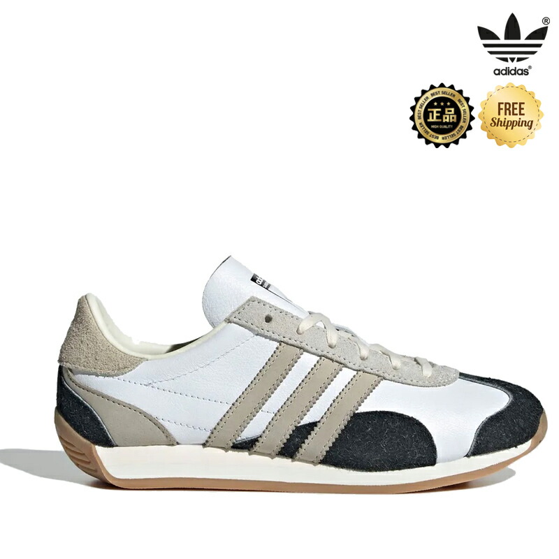 ★配送無料★ [ADIDAS] JI2870 COUNTRY OG ユニセックス レトロ クラシック トレンド 定番 人気 ストリート ローカット スエード レザー ラバーソール 軽量 クッション グリップ 快適 オールシーズン 通学 通勤 旅行 コーデ提案 ソックス パンツ ホワイト ブラック｜ABC TOWN 10,432円