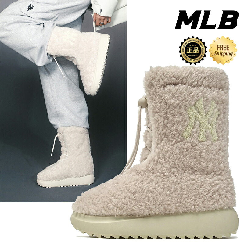 ★送りとどける無料★ [MLB KOREA] 3AWBCX256 Max fleece boots もこもこ ボア 羊肉 ブーツ ふわふわ 裏ボア 起毛 あったか 秋 冬 防寒 保温 フリース すべりどめ ボリュームソール 気軽い 遊撃手丈 ご機嫌撥ねのける デイリー 周遊 コーデ買って出る 靴下 ズボン下