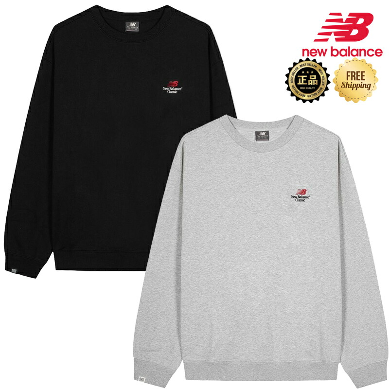 ★送りとどける無料★ [NEW BALANCE] NBNCF41013 UNI Essential Classic Lettering Fleece Sweatshirt 流汗 フリース 労働者の一団のど首 秋冬 通い 通学 デイリー 表どおり ユニ一発やる コーデ買って出る ズボン下 スコート スウェット・トレーナー-トップス-レディースファッション