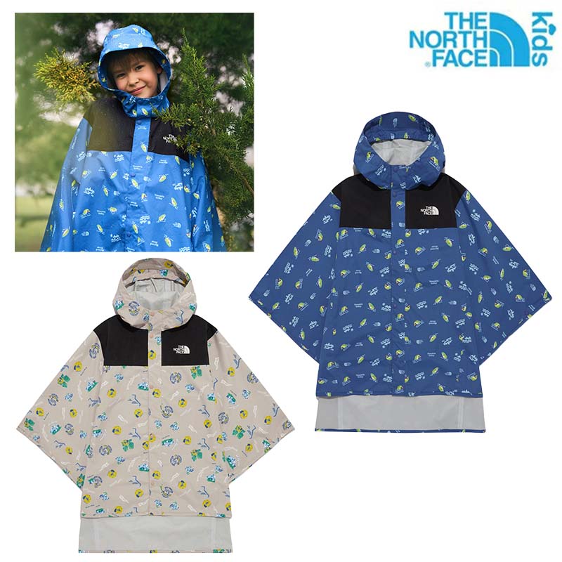 ★貨物輸送無料★[THE NORTH FACE] NJ2HR21 K\u0027S NOVELTY MOUNTAIN PONCHO 雨合羽 たわい無い 雨合羽 襟あり ボンネット 薄べったい 上衣 防寒 キッズ 御嬢さん用 お坊っちゃん用 お坊っちゃん 膝丈  一般受け おすすめ 北の方人間の顔 今めかしい