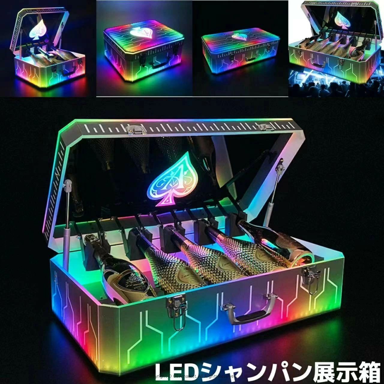 LED発しる酒棚 三鞭酒見せびらかす箱 アクリル樹脂酒箱 派手な光るアクリルワインボックス LED点火装置付き添い人酒仕合わせ ワインボトルディスプレイラック LEDライトシャンパンボックスディスプレイケース  今めかしい 上演 LED ライトアップ 寄り合い 華燭の典 野球クラブ 赤ちょうちん BAR 装置