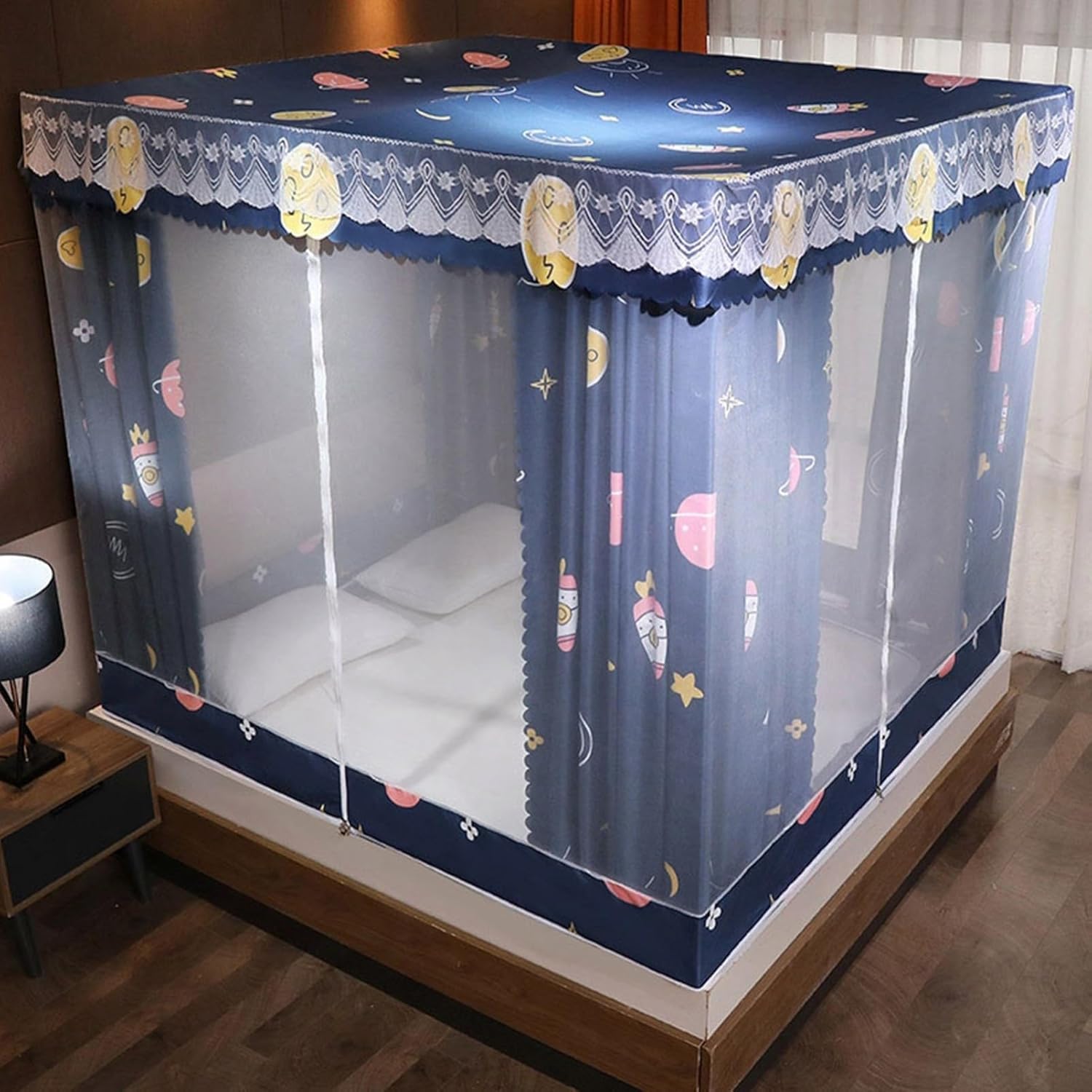 蚊帳 かや ワンタッチ 組み立て簡単 150*200*170cm 3ドア設計 防虫用ネット 全方位ガード 防蚊対策 夏の対策 光をさける 安心睡眠 子供 密度が高い 通気性 洗える 持ち運べる 収納便|ABCZショップ