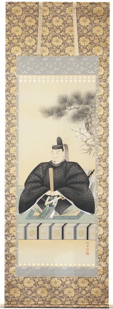 掛軸 天神様 尺八立 山本玲風作【貨物輸送無料】【年中掛】【桐箱入】【本丸表装】