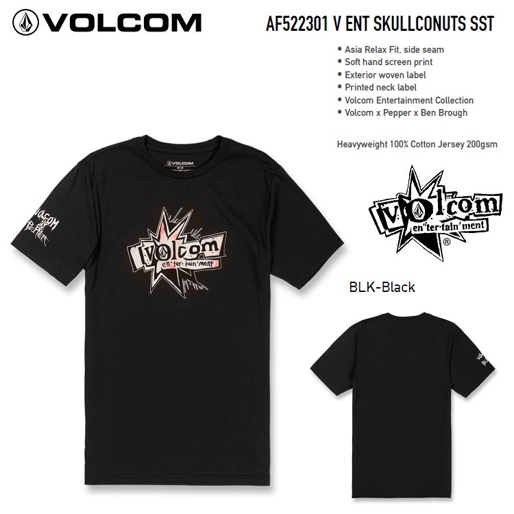 【楽天市場】 VOLCOM ボルコムVOLCOM ENTERTAINMENT × SKULLCONUTS SHORT SLEEVE SHIRT AF522301【 BLK-Black