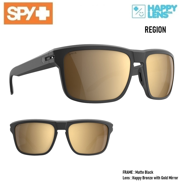 ■SPY OPTIC スパイ 【 REGION レジオン 】HAPPY LENS【 Matte Black - Happy Bronze with Gold Mirror 】 ハッピーレンズ 　送料無料！！スパイサングラス正規品 happylens｜ABEAM WEB STORE 16,632円