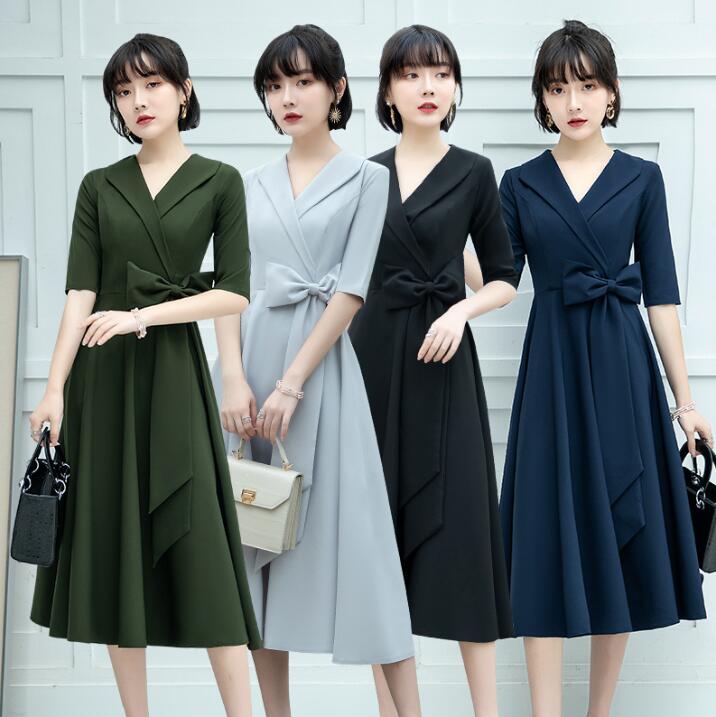 スーツワンピース パーティードレス 五分袖 リボン 演奏会 大人 ピアノ カラードレス 入学式 卒業式 結婚式 お呼ばれ ファスナー イブニングドレス 誕生日 ピアノ 花嫁ドレス エレガント 二次会 披露宴 発表会 コンサート 謝恩会 旅行 忘年会