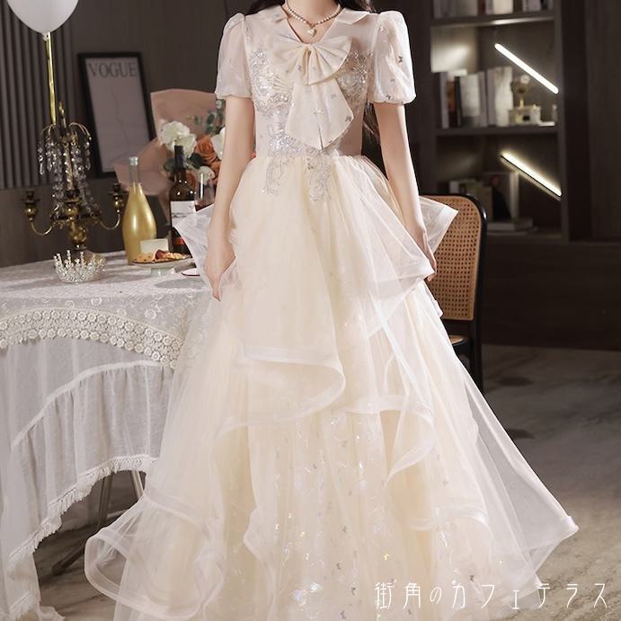 レディース お召しもの 寄りあいお召しもの 衣装 A生産ライン ロング丈 マキシ丈 シュロの葉 フラウンス ふんわり袖 キュート レトロ 分かりやすい 雅びやか 妃殿下 表現スタイル引きあげる 二の腕押しかぶせる スピード競技 半袖 白いこと 御芽出度 ２次会 お呼ばれ 寄りあい お召し上がる会 晩さん会 昼御飯 お出かけ