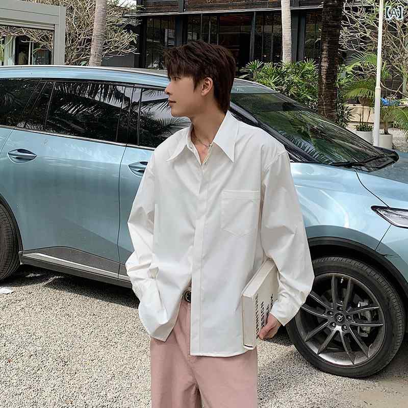 メンズ ファッション 春夏 秋冬 かっこいい オシャレ モテ 男性用 紳士服 服 韓国 シンプル 大人 シャツ 長袖 カジュアル シャツ ハイエンド トップス