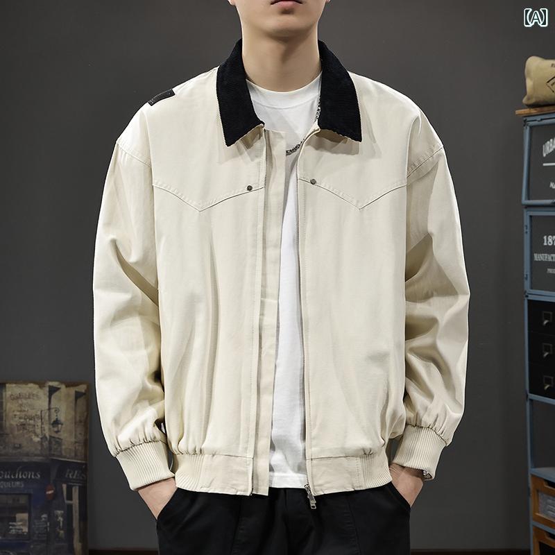メンズ 流行り物 春夏 秋冬 かっこいい オシャレ モテ 成人男性用 成人男性服  服 韓国 分かりやすい 成年者        アメリカン   レトロ   自動車の街   細工物上衣   対照   色つや   野球   上衣   心地よい   上衣