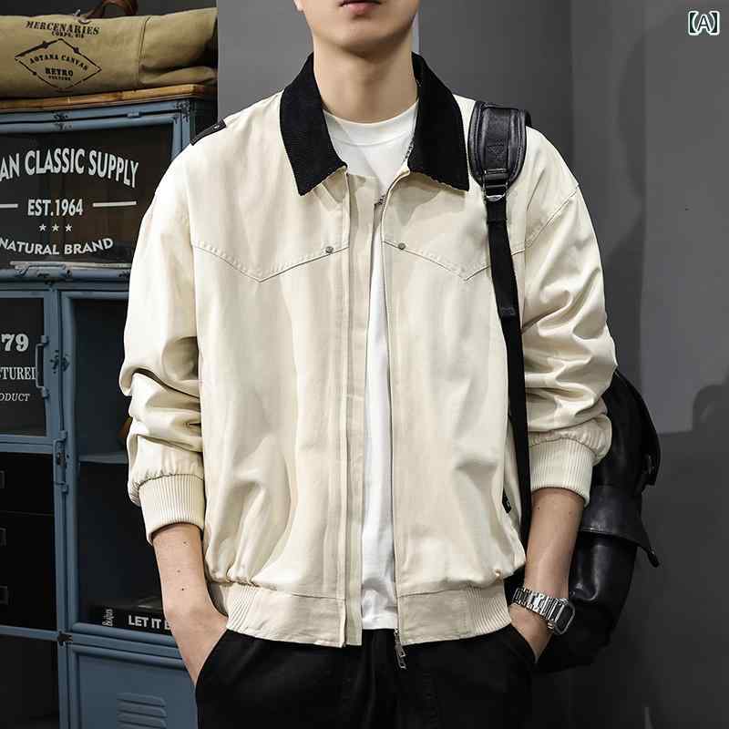 メンズ 流行り物 春夏 秋冬 かっこいい オシャレ モテ 成人男性用 成人男性服  服 韓国 分かりやすい 成年者 新春   自動車の街   上衣   コール天   野球   上衣   アメリカン   レトロ   細工物御召しもの   上衣