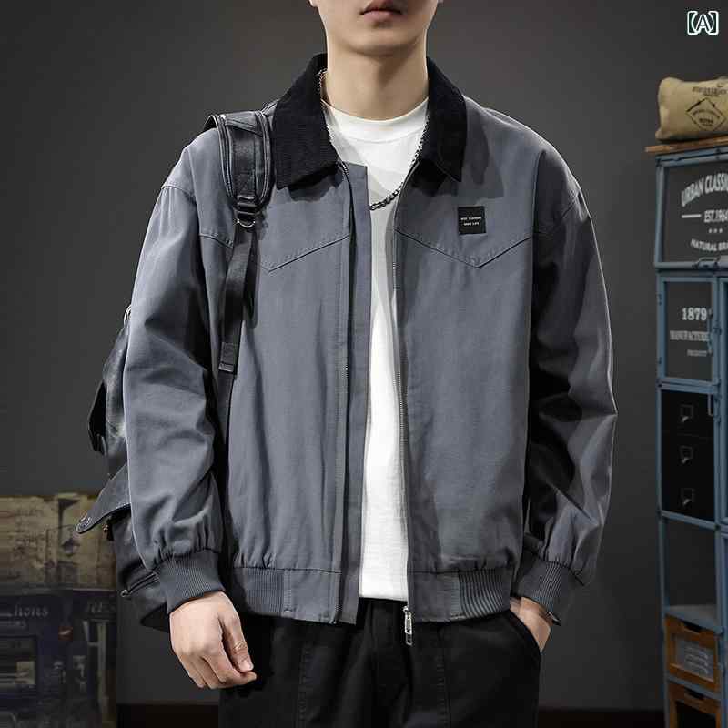 メンズ 流行り物 春夏 秋冬 かっこいい オシャレ モテ 成人男性用 成人男性服  服 韓国 分かりやすい 成年者 アメリカン   レトロ   コール天   細工物上衣     対照   色つや   好いたらしい   心地よい   厚地の外套