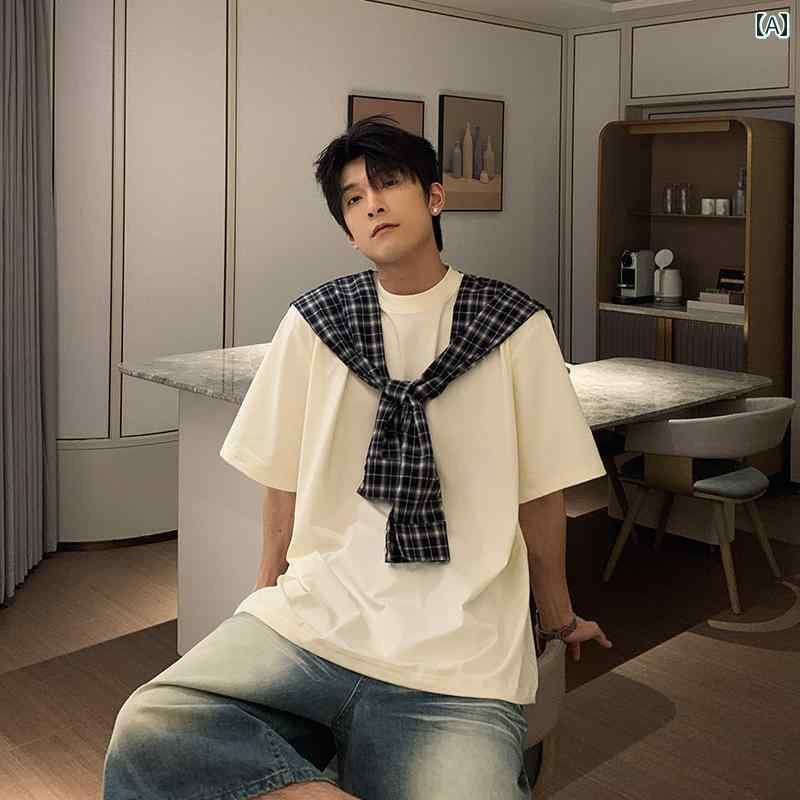 メンズ 流行り物 春夏 秋冬 かっこいい オシャレ モテ 成人男性用 成人男性服  服 韓国 分かりやすい 成年者 太陽の光   嚠喨たる   ボーイズ   着付ける   T   ティーシャツ   嚠喨たる   相応う   半袖   白いこと        如何様物   背広   T   ティーシャツ