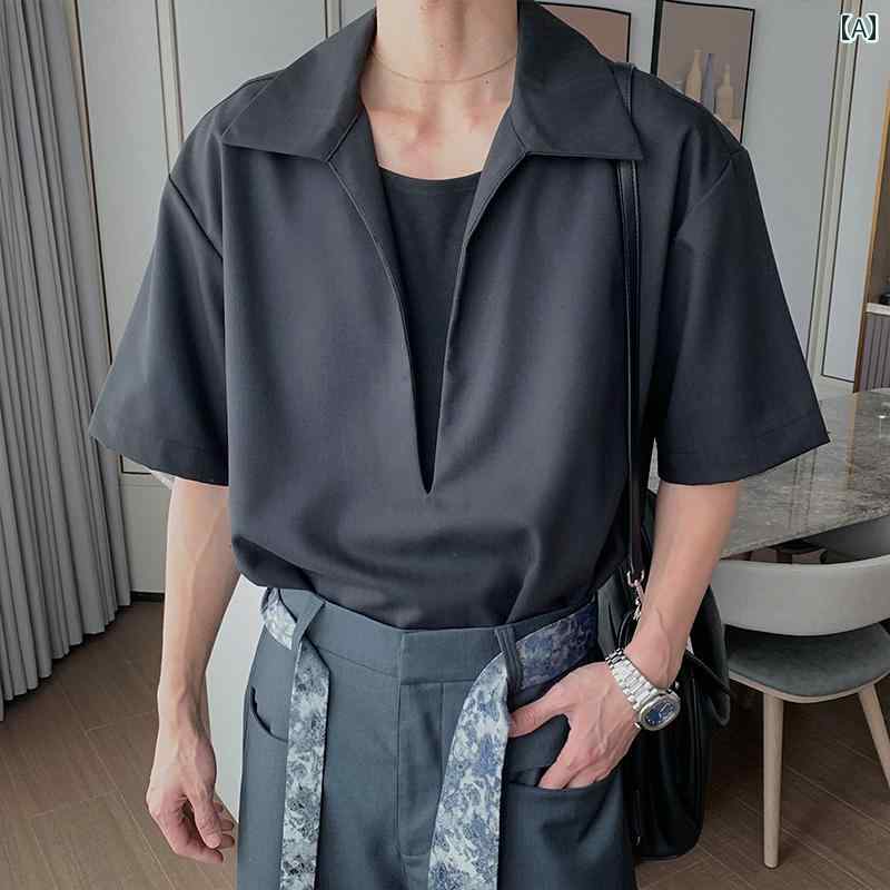 メンズ 流行り物 春夏 秋冬 かっこいい オシャレ モテ 成人男性用 成人男性服  服 韓国 分かりやすい 成年者      ノン鉄   スポーツシャツ   如何様物   背広   トップス   ノン鉄   しわ   押しとどめる   リネンティーシャツ