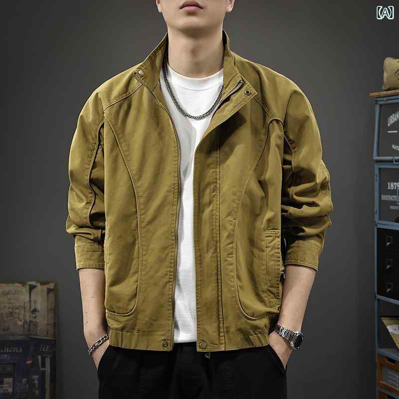 メンズ ファッション 春夏 秋冬 かっこいい オシャレ モテ 男性用 紳士服 服 韓国 シンプル 大人 ゆったり コットンジャケット アウトドア ワークウェア トップス アメリカン レトロ カジュアル ジャケット|あべ商会 店