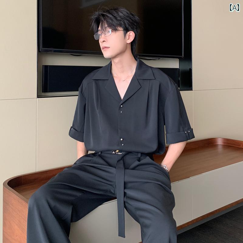 メンズ 流行り物 春夏 秋冬 かっこいい オシャレ モテ 成人男性用 成人男性服  服 韓国 分かりやすい 成年者      御坊っちゃん   ゆったり   背広   冷やりとした   半袖   プルオーバー   心地よい