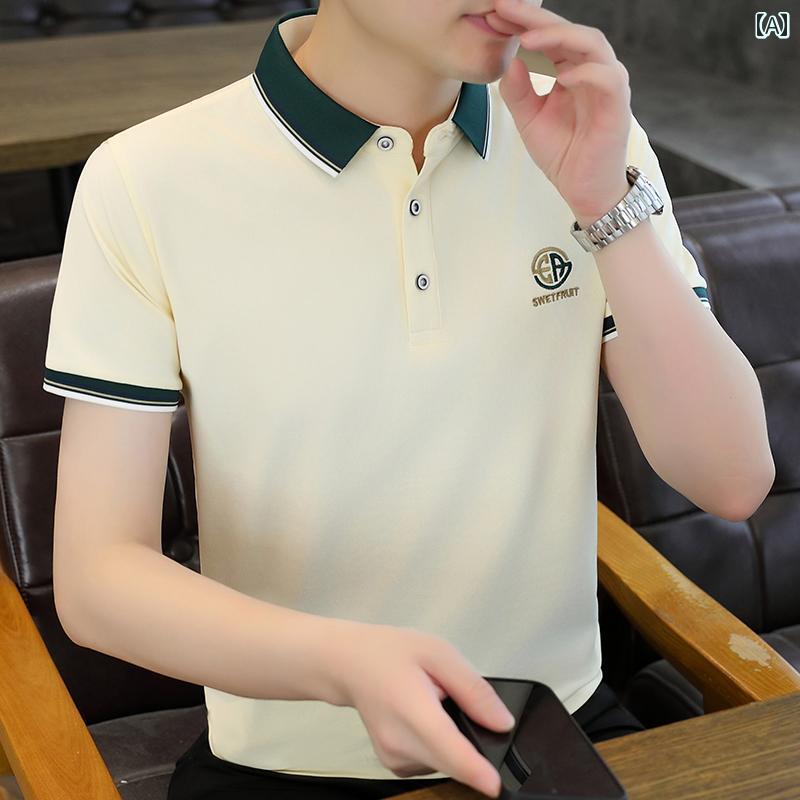 メンズ ファッション 春夏 秋冬 かっこいい オシャレ モテ 男性用 紳士服 服 韓国 シンプル 大人 半袖 ポロシャツ カジュアル アメリカン スポーツ 通勤用 T シャツ 半袖 薄手