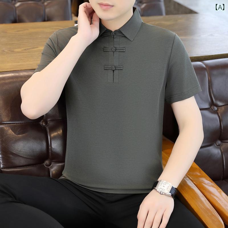 メンズ ファッション 春夏 秋冬 かっこいい オシャレ モテ 男性用 紳士服  服 韓国 シンプル 大人 夏用   ボタン      半袖   ポロシャツ      レトロ   スリム   T   シャツ   綿   通気性   半袖