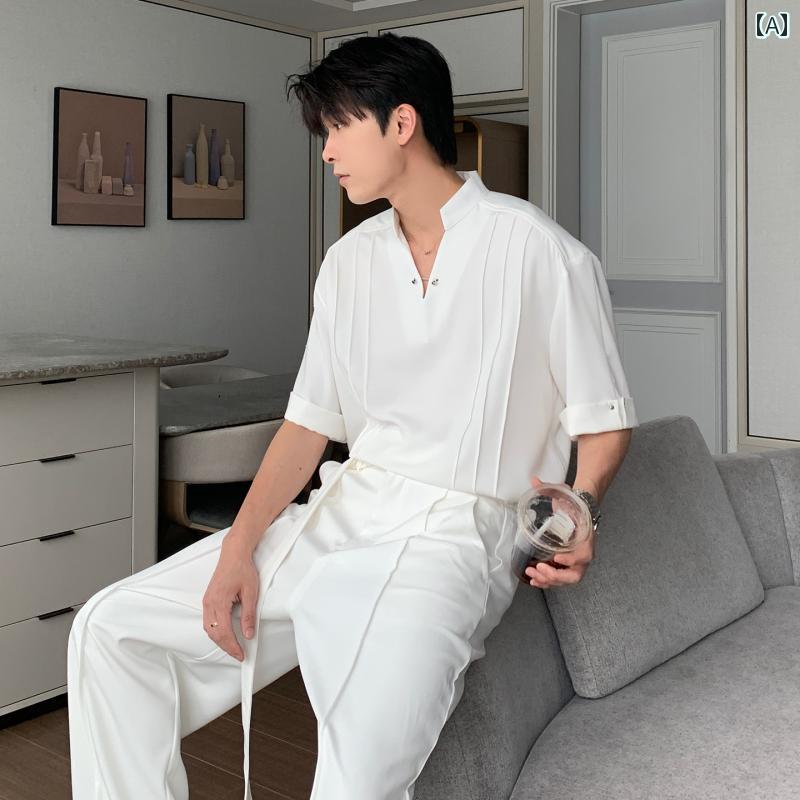 メンズ 流行り物 春夏 秋冬 かっこいい オシャレ モテ 成人男性用 成人男性服  服 韓国 分かりやすい 成年者 照明ランプ色合い   スポーツシャツ   半袖   ハイエンド   Vのど頚   T   プルオーバー   ボーイズ   好いたらしい   トップス