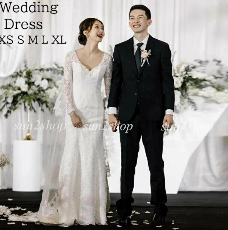 ウェディングドレス 白ドレス 結婚式 Vネック 総レース シンプル 高級感 長袖 前撮り/後撮りイブイングドレス ロングドレス 花嫁ドレス フォトウェディング撮影 ファスナー パーティードレス 挙式 海外旅行 ブライダル 披露宴 二次会 演奏会 舞台 ピアノ