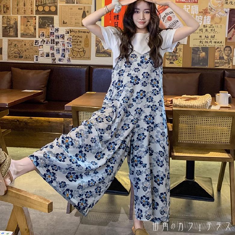 オーバーオール フレア Aライン ガウチョ ボトム ロング マキシ 薄手生地 かわいい 大人可愛い 大人女子 綺麗 シンプル カジュアル 大人 上品 おしゃれ お洒落 こなれ感 ラフ コンサバ 着痩せ レディライク 花柄 夏 30代 40代 レディース 女性用 ママ デート お出かけ 女子会|あべ商会 店